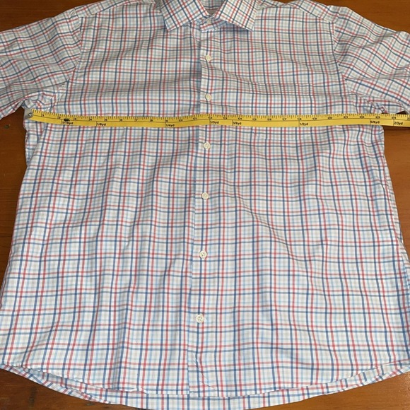 Peter Millar Mens Plaid Short Sleeve Button Down Shirt Size Large 100% Cotton - Picture 9 of 9